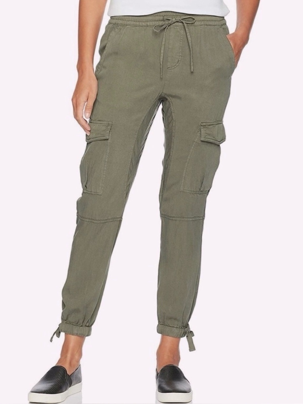 #578 PAM & GELA Olive/Army Green Cargo Jogger Easy-on Tencel Pants